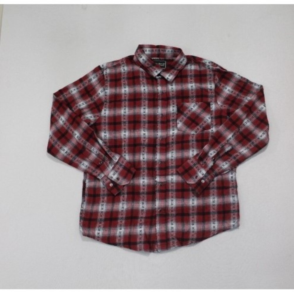 Outback Trading Company Flannel Shirt Mens Medium Red Excellent Western Snap